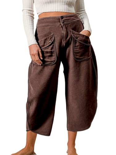 Garden Naked Women's Casual Cargo Pants Chic Utility Cropped Length