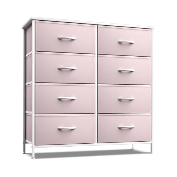 Sorbus kids dresser with 8 drawers storage unit organizer chest for clothes bedroom kids room nursery closet pink 315 x 12 x 32 8 drawer  urban country home decor