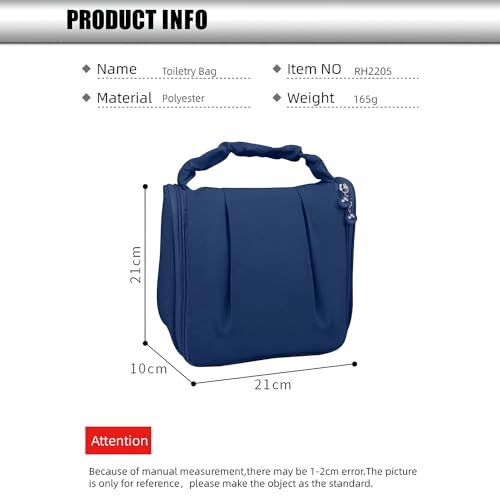Image of Cortina Large Travel Toiletry & Makeup Organizer Bag - for Men & Women - Portable Cosmetic Storage Bag with Handle & Zipper Closure - Dark-Blue
