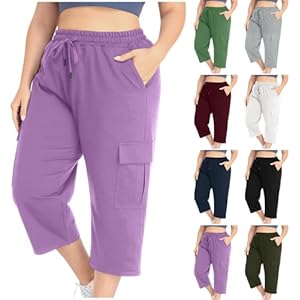 Plus Size Cargo Pants Women Stretch Loose Fit Casual Capris Summer Lightweight Quick Dry Travel Outdoor Hiking Pants