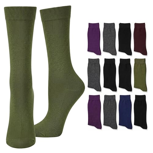 Image of Tipi Toe Women's Fun Patterned Dress Socks, 12-Pack Lightweight Colorful Crew Socks, Casual Novelty Assorted Designs