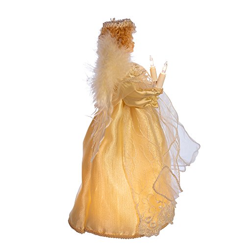 Kurt Adler Ul 10-Light Angel Christmas Treetop Figurine With Fabric Hair, 12-Inch, Ivory #TOP3