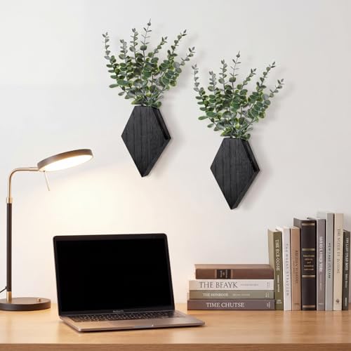 Chunful 2 Pcs Wooden Wall Planter Decor,Black,7.1 x 4.7 x 1.2 Inches by Chunful - Used condition - Image 5