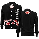 Ripple Junction Naruto Shippuden Men's Button Down Cardigan Akatsuki Anti-Village Symbols Anime Apparel Black Large