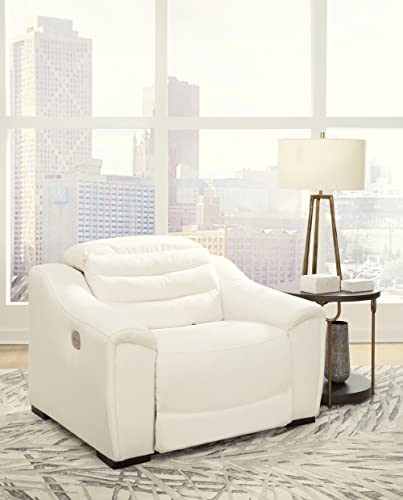 Signature Design By Ashley Next-Gen Gaucho Modern Tufted Faux Leather Power Recliner With Adjustable Headrest, White #TOP1