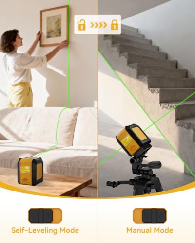 Image of Nikotek Laser Level with Tripod, Self-Leveling Green Beam Horizontal and Vertical Cross-Line Laser for Home Decoration Carrying Pouch, Battery Included