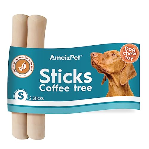 AmeizPet Coffee Tree Stick for Dog Chew Toy Coffee Tree Root Dogs Chew - Durable Dog Wooden Chewing Stick, S Size Pack of 2