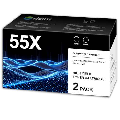 55X Toner Cartridge 2-Pack Compatible 55X CE255X Black Toner Cartridge Raplacement for HP 55X CE255X use with P3015 P3015dn P3015x Pro 500 MFP M521dn M521dw M525dn M525f M525c Printer