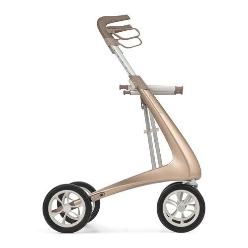 byACRE Carbonio Ultralight Rollator Walker – deambulatore in carbonio più leggero al mondo, solo 4,8 kg, uso interno ed esterno, pieghevole, con sedile e facile da trasportare (oro champagne, binario