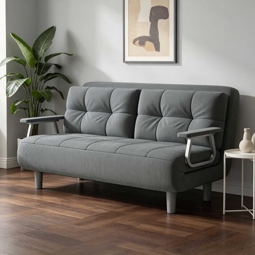 Sofá Cama Convertible 3 En 1, Calentador Sofá Cama Sillón Convertible de 1 Plaza, Gran Comodidad Desmontable con Cojín, Apoyabrazos de Metal y Patas,006,L120cm/47.2in
