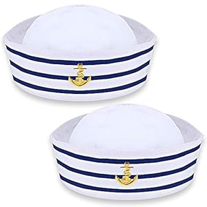 Captain hoed in wit, marinenkostuumaccessoires, ideaal voor volwassenen, marinehoed, marinekostuum, voor jachtfeesten en cosplay.