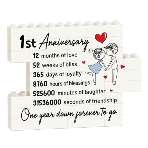 Imagen de 1st for Him Her Couple Placa de rompecabezas de bloques de construcción con texto en inglés 