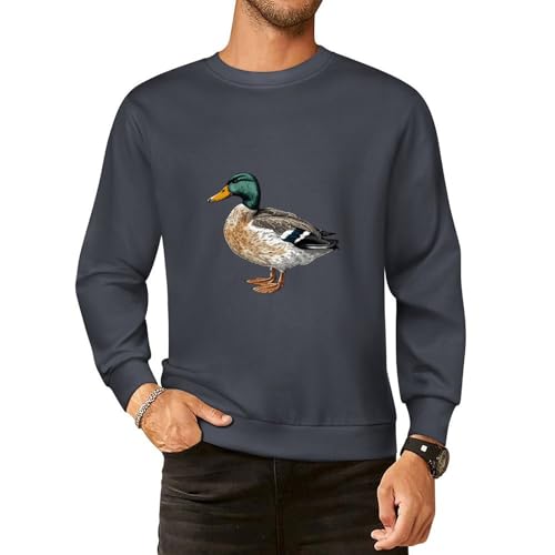 Mallard Duck Sweater Casual Cotton Crewneck Long Sweater