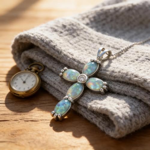 Collier pendentif en croix feu bleu, le bijou discret du bureau aux soirées