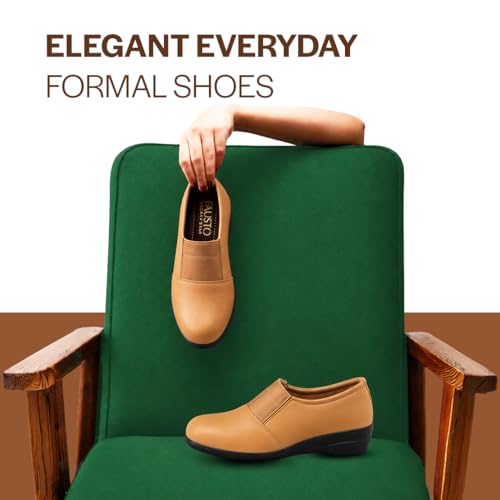 Image of FAUSTO Women Classic Formal Slip On Shoes | Platform Heel Shoe for Office Meeting Events | Easy Pull On Shoes with All Day Comfort