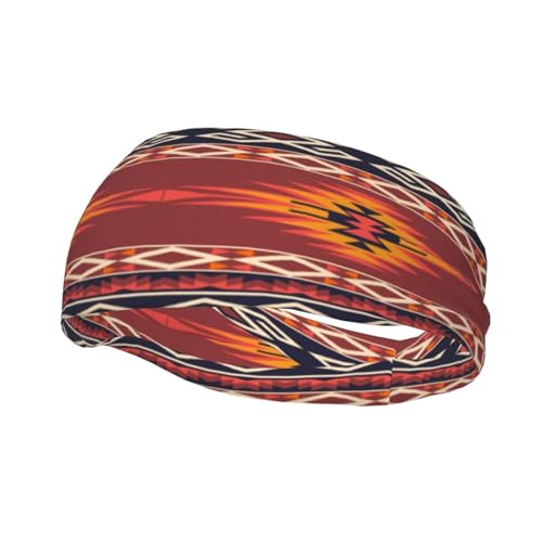 Qchaor Native American Southwestern Navajo Art Fashionable Sports Decoration, Sweat Resistant Headband, Hair Band, Breathable Sweat Wicking Fitness Equipment Headbands for Women Men, Black