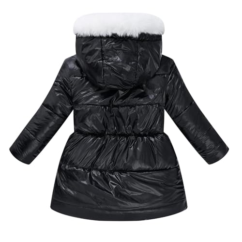 Image of Teen Kids Leather Puffer Jackets Winter Waterproof Fleece Lined Down Coats Boys Girls Padded Warm Quilted Outwear