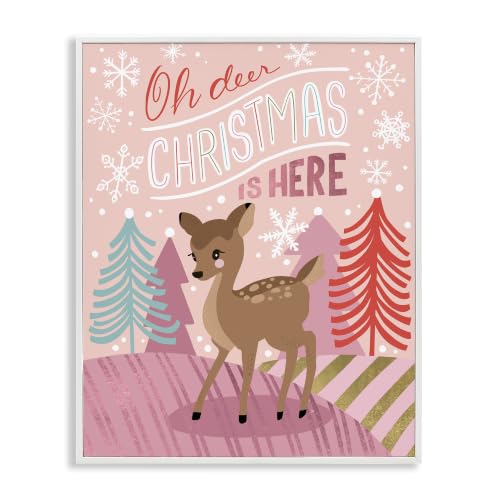 Whimsical Deer Christmas Phrase, 16 x 20 Inch Framed Giclée Print