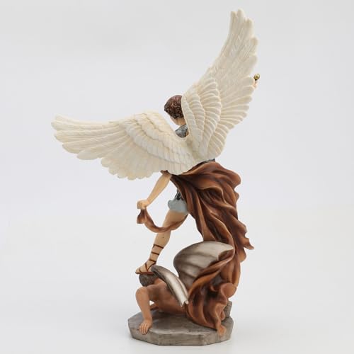 Estatua Saint Michael Resina Pintada 14.12 in miniatura 6