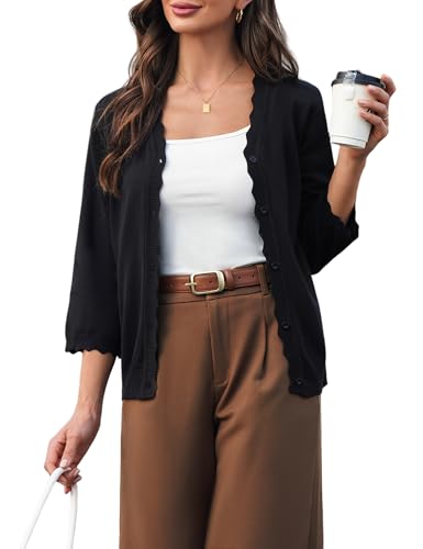 Gyabnw Damen Strickjacke Pullover Cardigan Sweatshirt Casual Einfarbig Strickmantel Freizeit Jacket Outerwear