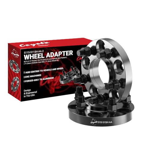 Wheel Accessories Parts 2 Pcs Hub Centric Wheel Spacers Adapters 5 on 115mm 5x115mm 20mm 0.8 Inch Thick 71.5mm Hub M14x1.5 14x1.5 Thread Stud Fits Chrysler 300 ｜ Dodge Challenger Charger Magnum