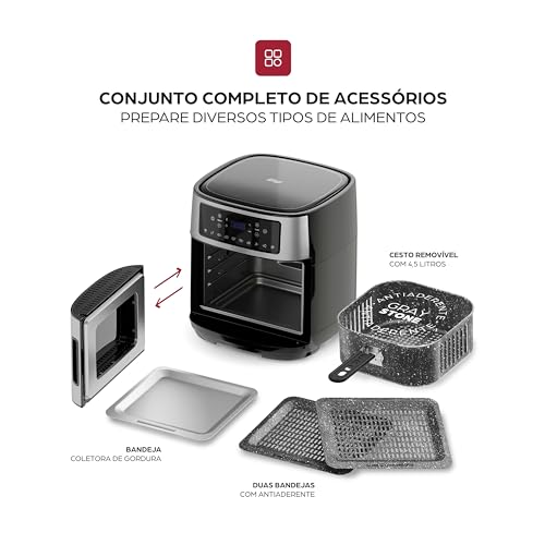 WAP Fritadeira Elétrica Air Fryer OVEN DIGITAL 12 Litros, com 10 Funções, sem Óleo, Antiaderente, 2000W 220V - Imagem 2
