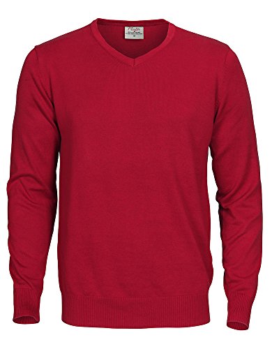 Pull col en V pour homme en tricot rouge taille S confortable