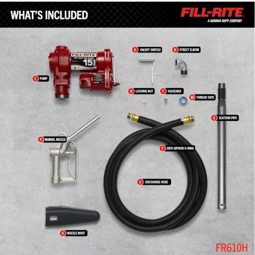 Image of Fill-Rite FR610H 115V 15 GPM Fuel Transfer Pump w /Discharge Hose & Manual Nozzle