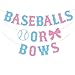 Kitticcino Baseballs or Bows Gender Reveal Banner Boy or Girl Baby Shower Garland Blue or Pink Gender Reveal Party Pregnancy Announcement Decor