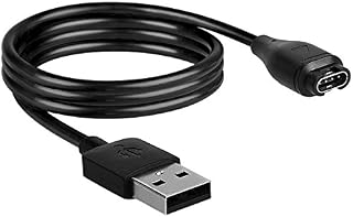kwmobile Charger Cord Compatible with Garmin Vivoactive 3, 4 / Vivosport/Venu 2, 2S, Sq/Fenix 5, 6, 7S, 7X - Charger for Smart Watch USB Cable - Black