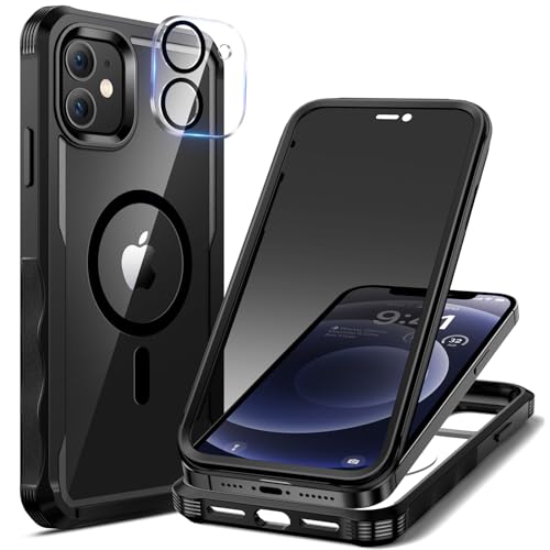Coque iPhone 12 anti-espion magnétique compatible MagSafe avec verre trempé 9H anti-peeping