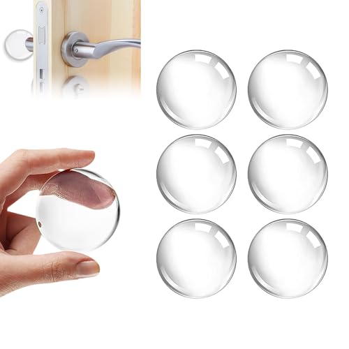 Rubber Door Stopper for Wall, 6PCS Round Wall Door Handle Protectors - Silicone Transparent Wall Protecto Self Adhesive Door Stops Anti Slam/Scratch/Noise - 4cm/1.5inch