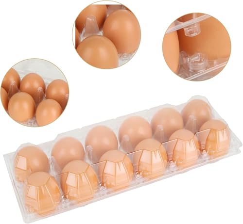 48 cartoni per uova a buon mercato, ciascuno contiene 1 dozzina di uova, in plastica per uova di gallina, vassoio per uova, per il mercato agricolo dei pascoli, trasparente