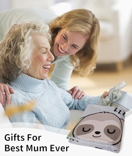 Magicoco Mum Gifts for Mothers Day, Blanket Gift for Mum from Daughter Son, Mum Birthday Gifts Flannel Sloth Throw Blanket 130x150 cm