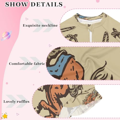 QUGRL Girls Rash Guard Swimsuit Size 7 Size 8 Rodeo Cowboy One Piece Girl Bathing Suit Vintage Zipper UPF 50+ Rashguard Swimwear4