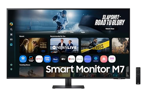 SAMSUNG 43 inch M7 UHD VA High Resolution Smart Monitor 60Hz 4ms HDMI + USB-C with Smart TV Apps, AI Picture Optimizer, Samsung Knox Security & Copilot- (LS43FM702UNXZA) [Canada Version]