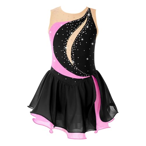 Freebily Vestito da Pattinaggio Artistico Bambina Body Danza Classica Ballerina Senza Maniche Leotards Pattinaggio Body da Balletto Abito da Ballo Latino Jazz Performance Nero 11-12 Anni