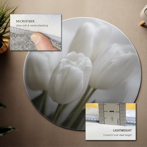 Tapis tulipe blanc rond 150cm moquette florale