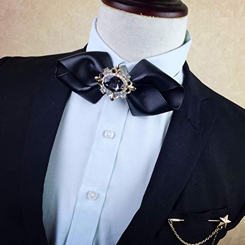 THTHT Retro Multicapa De Alta Gama British Rhinestone Pajarita Broches Broches Pasadores De Hombres Camiseta Cravat Bowtie General Accesorios