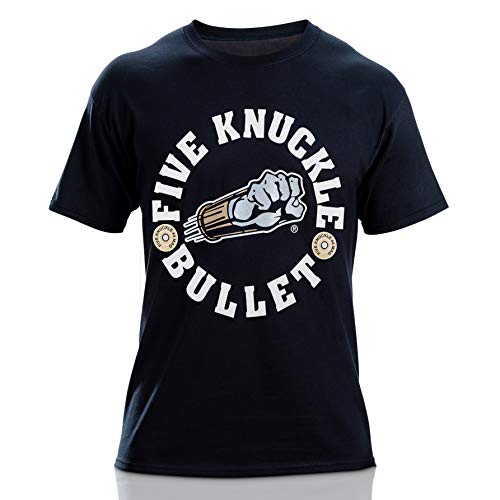FIVE KNUCKLE BULLET Original 44 MAG Logo Black T-Shirt for Men, S - Heavyweight 100% Cotton, Pre-Shrunk - Mens T-Shirt with 3 Color FKB Logo - MMA Lifestyle Apparel, Tough Gym Shirts for Men