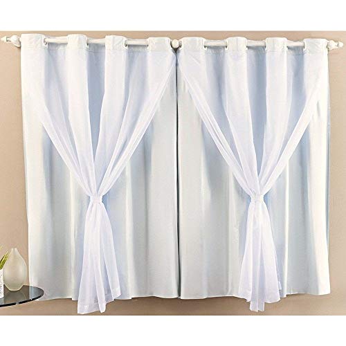 Cortina para Quarto Branca Blackout Corta Luz PVC com Voil 2,80 x 1,60 para Varão Simples 2,00 Metro