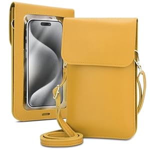 Cadorabo Handytasche zum Umhängen kompatibel mit OnePlus ace 5-kleine Handtasche mit Handyfach und Sichtfenster, Handy Umhängetasche mini für ace 5, 2 Fächer, PULeder, Damen, GELB