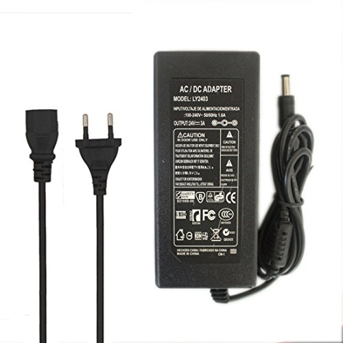 JOYLIT Alimentation 24V 3A 72W, Transformateur AC 100V-240V à DC 24 Volt 72W avec Prise EU, Adaptateur 24V 3Amp pour Lumières LED