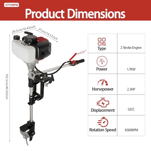image for KTYHNPM 52CC 2.3 HP Outboard Motor 2 Stroke Outboard Boat Motors Manua