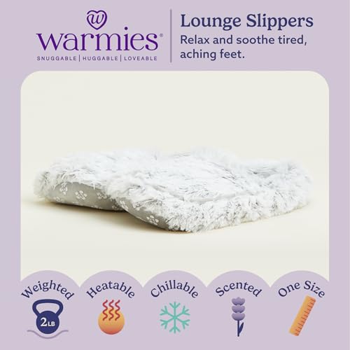 Image of warmies Microwaveable House Slippers for Women - Plush, Soft & Fuzzy Indoor Slippers with Backs & Non-Slip Memory Foam Soles - Cozy Warm Ladies Slipper