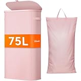 Lifewit Cesto Ropa Sucia, Cesta Ropa Plegable con Bolsa Extraíble y Asa, Cubo Ropa Sucia con Tapa, Laundry Basket para Dormitorio, Baño, Lavandería, Dormitorio, 75 L, Rosa