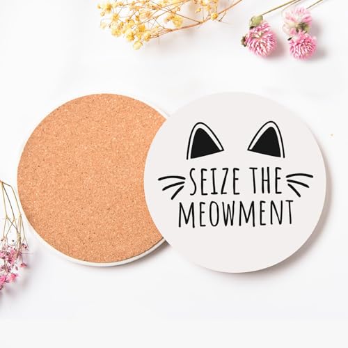 Sous-verre ronds en céramique cadeau idéal pour amoureux des chats