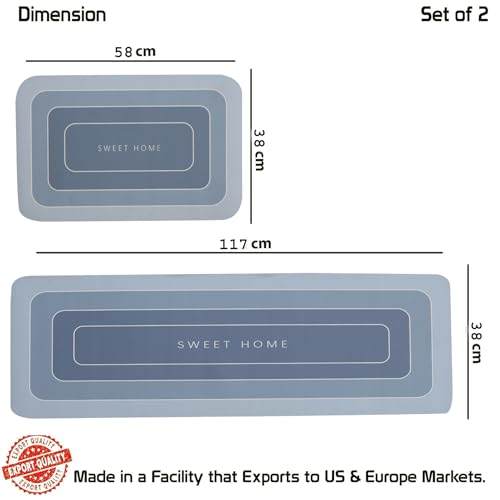 Image of HomeCloud Rubber Kitchen Mats for Floor Set of 2 Pcs | Non-Skid, Soft Absorbent Rugs for Kitchen, Laundry, and Hallway | 120x40cm, 40x60cm| 4mm Thickness