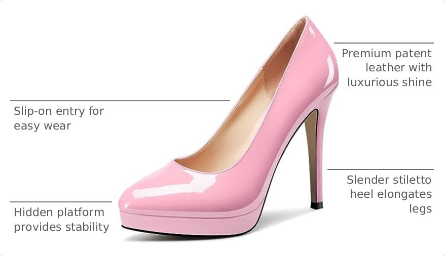 Image of Castamere Womens High Heels Platform Pumps Slip-on Stilettos 12CM Heel Office Dress Shoes