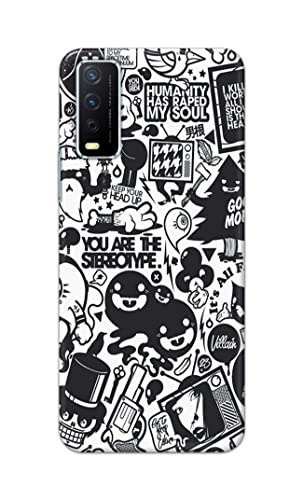 Image of Printed Hard Back Cover Case for Vivo Y12s | Y12s 2021 | Y12G | Y20A | Y20G Back Cover (Mixed Cartoon) -702